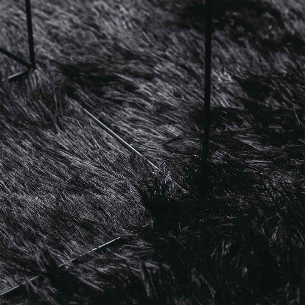 Pūkuotas kilimas, aukštas pluoštas, NAVARRA, juodas, 60x100 cm, poliesteris