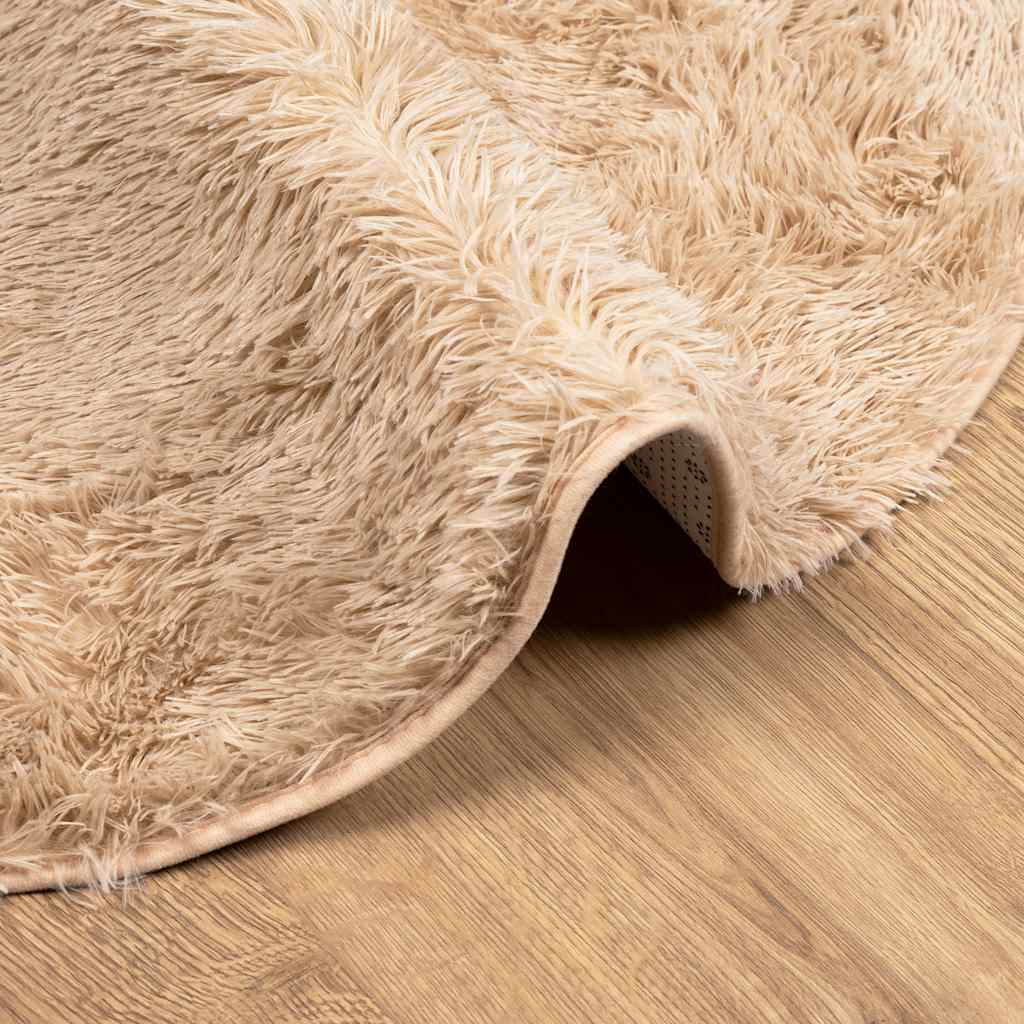 Shaggy tipo kilimas, NAVARRA, 160x160 cm, smėlio, poliesteris