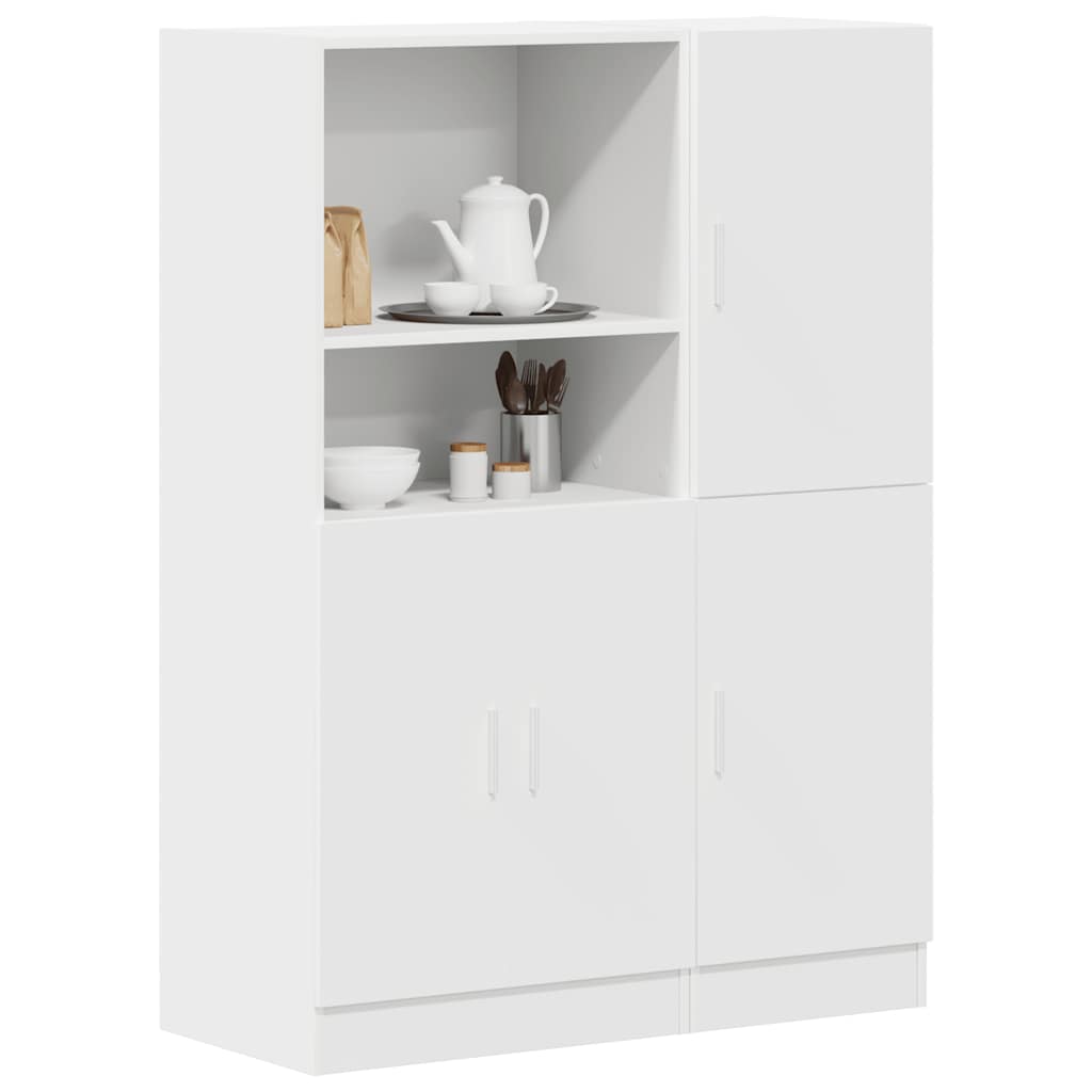 Virtuvės spintelių komplektas, 2 dalys, baltas, inžinerinė mediena