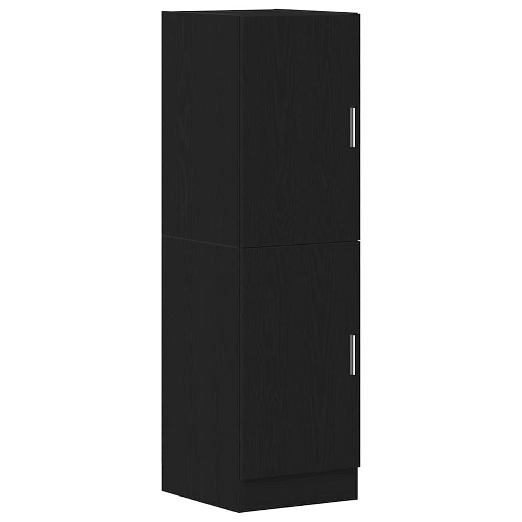 3dalių virtuvės spintelių komplektas, juoda inžinierinė mediena