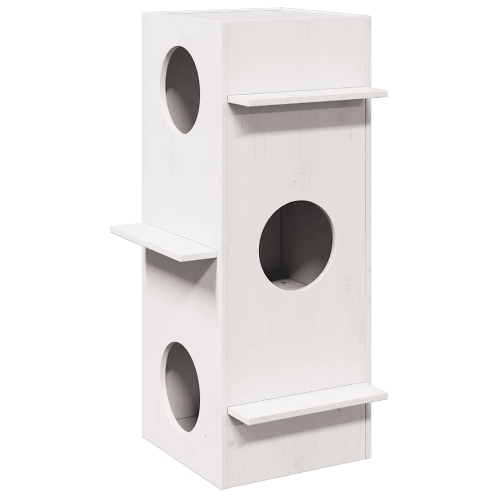 Cat House White 43x43x90 cm Pušies masyvo