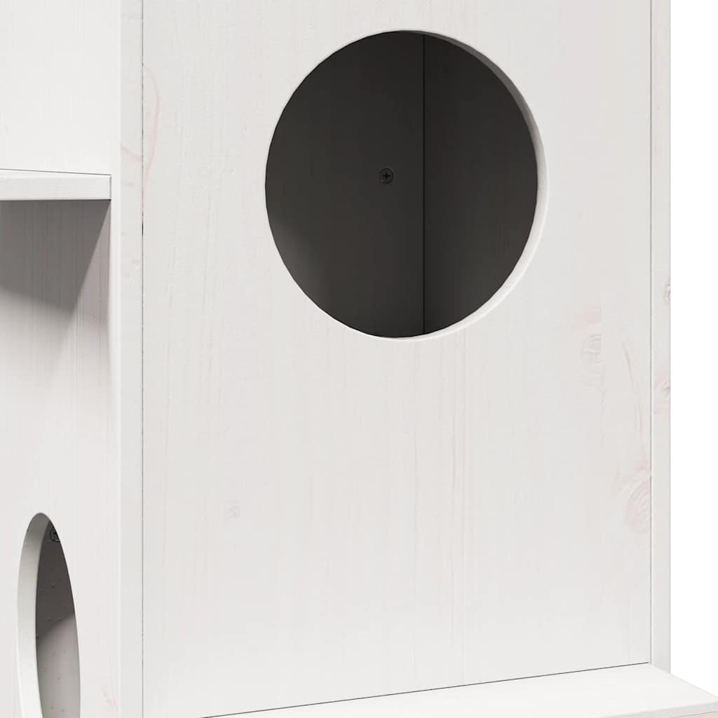 Cat House White 43x43x90 cm Pušies masyvo