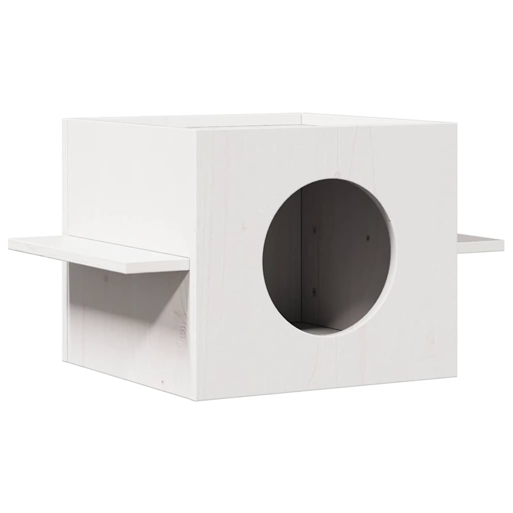 Cat House White 51x35x30 cm Pušies masyvo