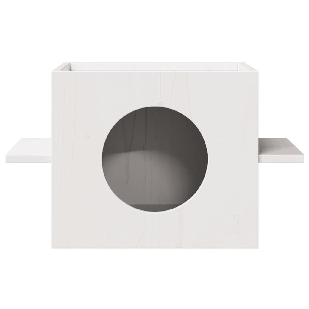 Cat House White 51x35x30 cm Pušies masyvo