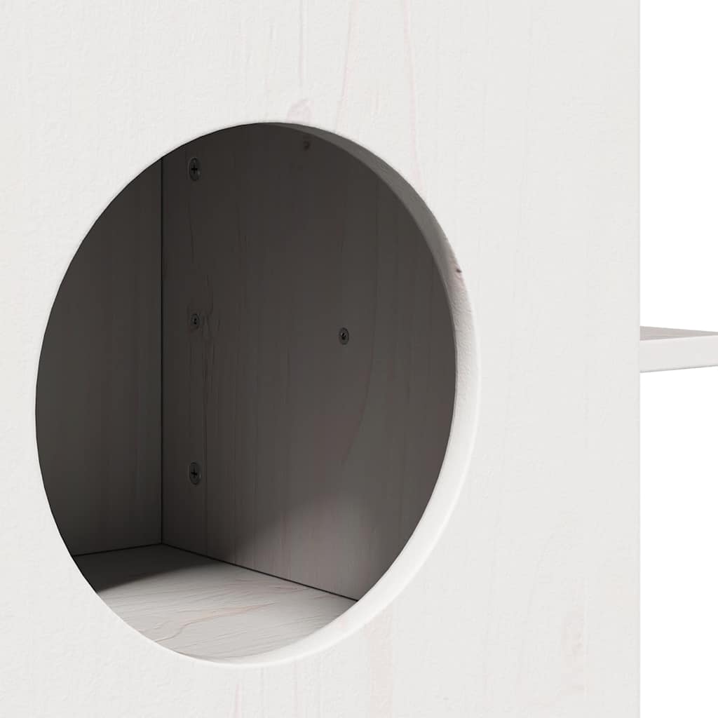 Cat House White 51x35x30 cm Pušies masyvo