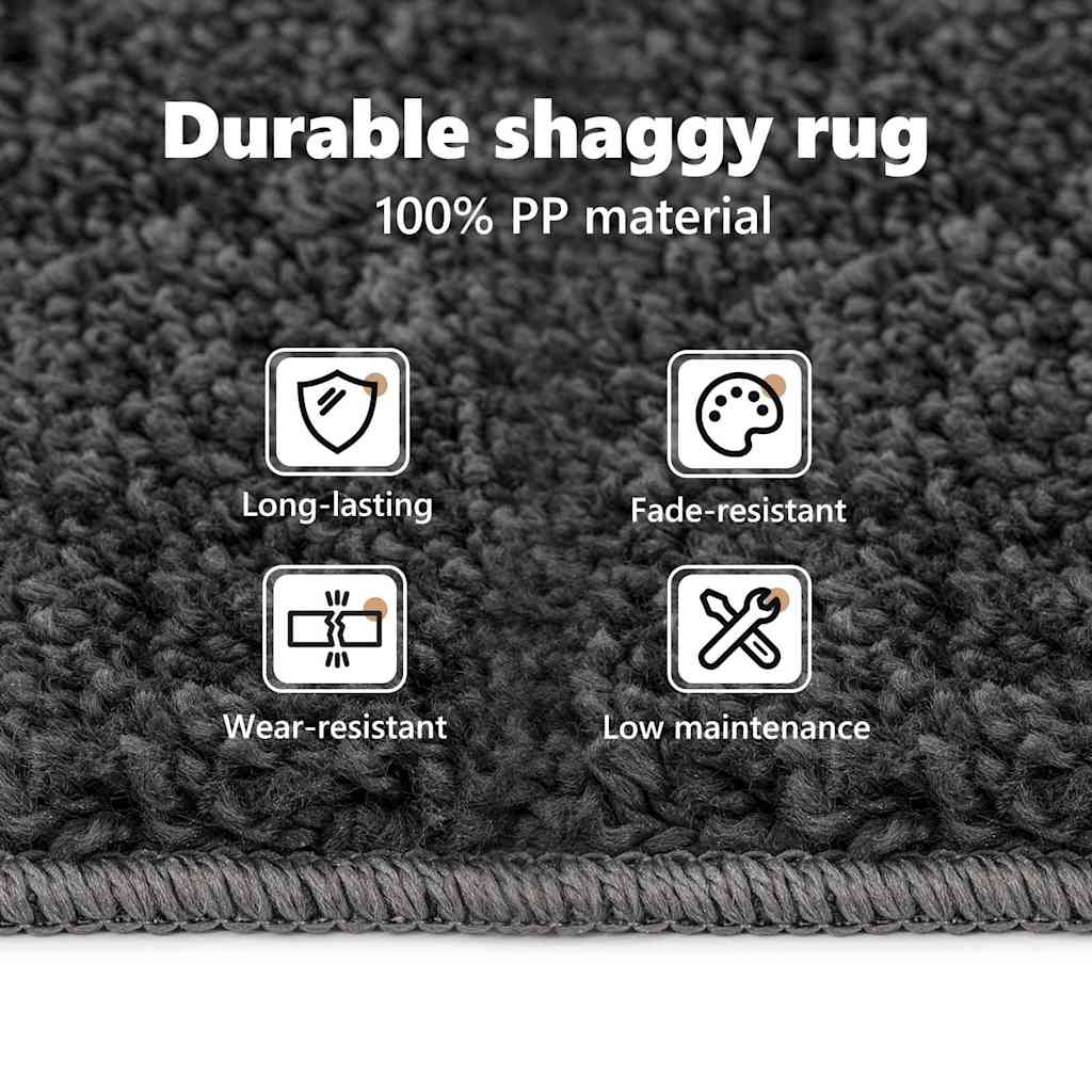 Neslystantis plaukuotas kilimas Tamsiai pilka 200 x 200 cm PP