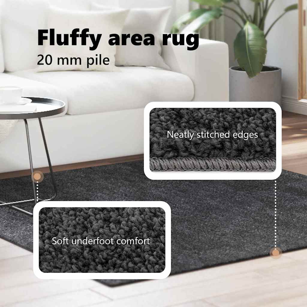 Neslystantis plaukuotas kilimas Tamsiai pilka 200 x 200 cm PP