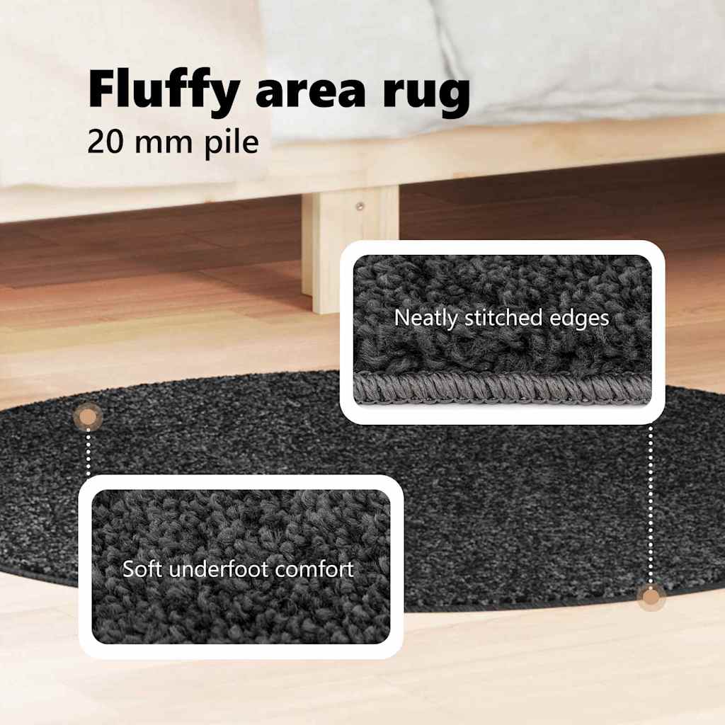 Neslystantis plaukuotas kilimas Tamsiai pilka 120 x 120 cm PP