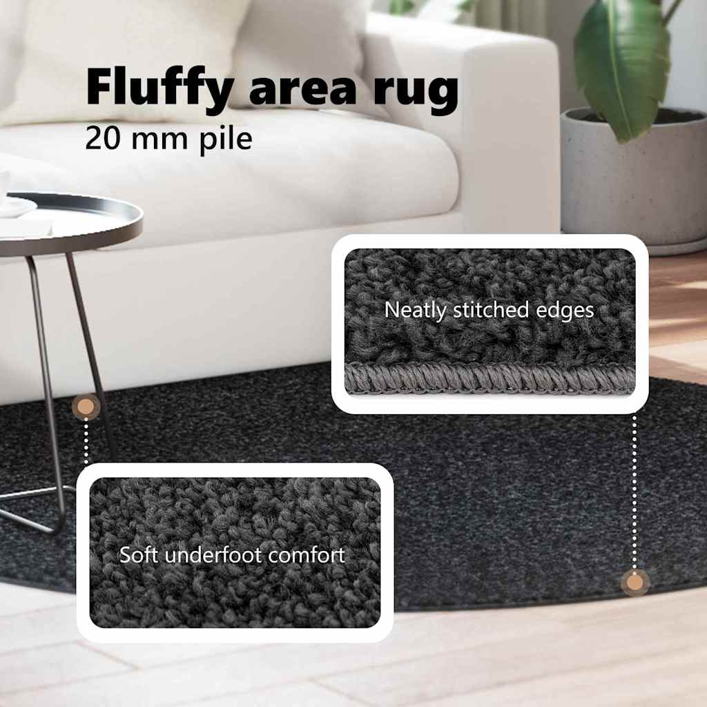 Neslystantis plaukuotas kilimas Tamsiai pilka 160 x 160 cm PP