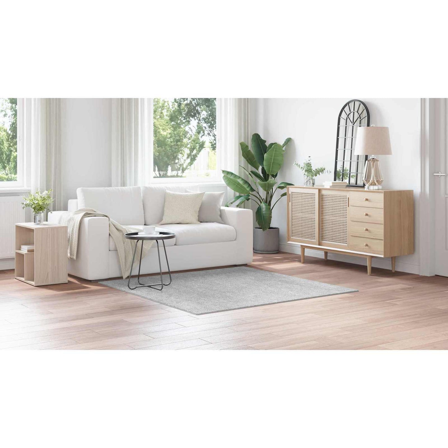 Neslystantis plaukuotas kilimas Pilka 160 x 160 cm PP
