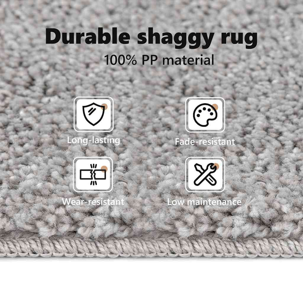 Neslystantis plaukuotas kilimas Pilka 160 x 160 cm PP