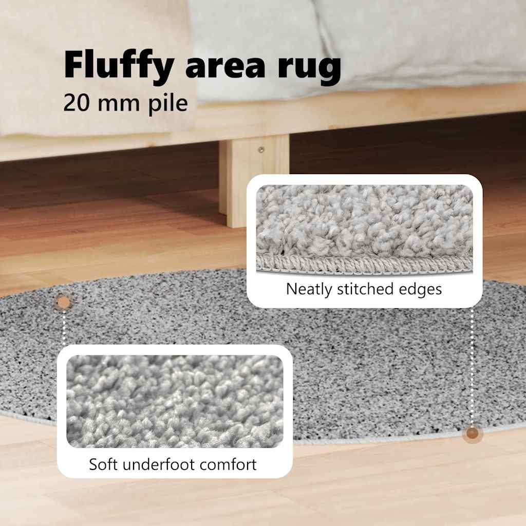 Neslystantis plaukuotas kilimas Pilka 90 x 90 cm PP