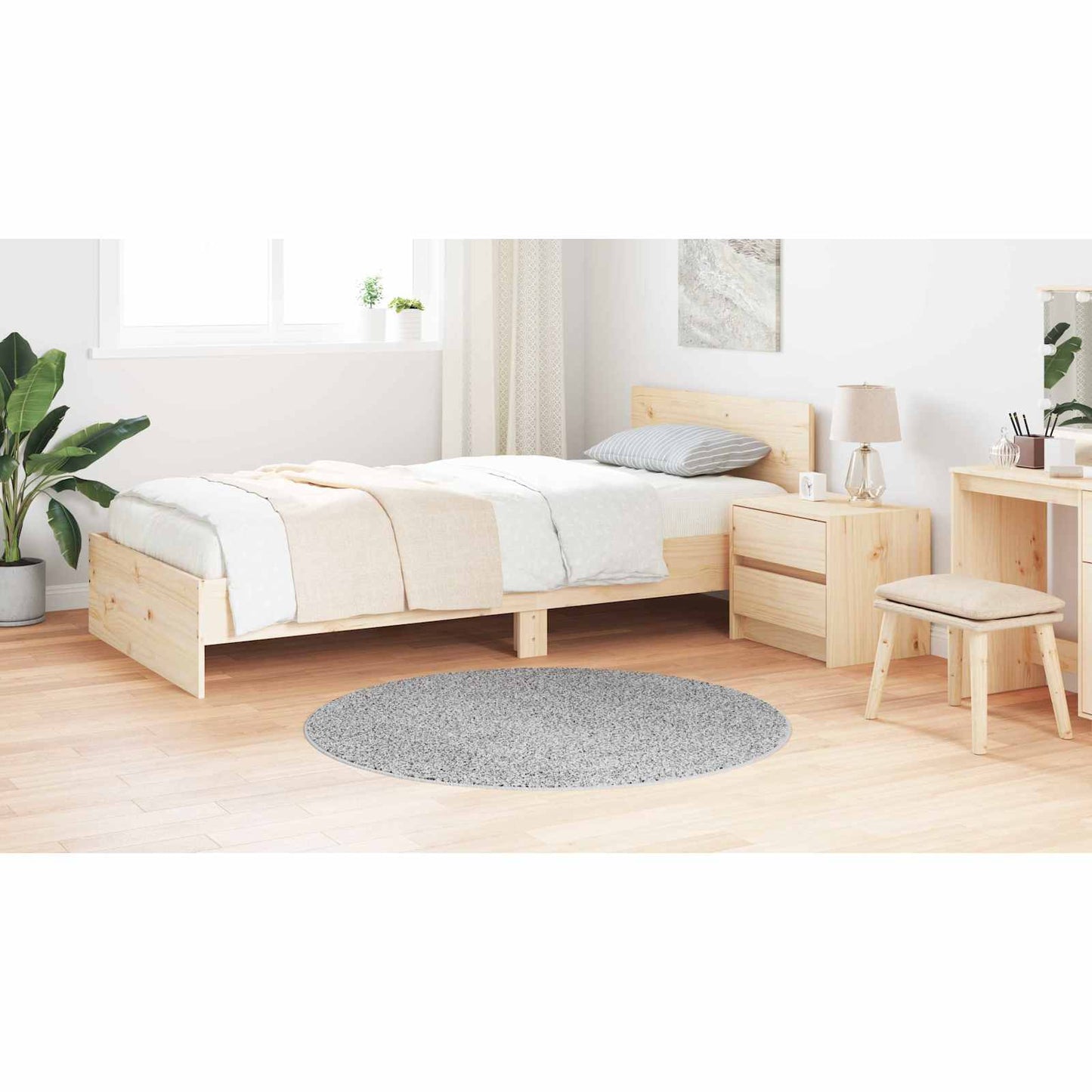 Neslystantis plaukuotas kilimas Pilka 120 x 120 cm PP