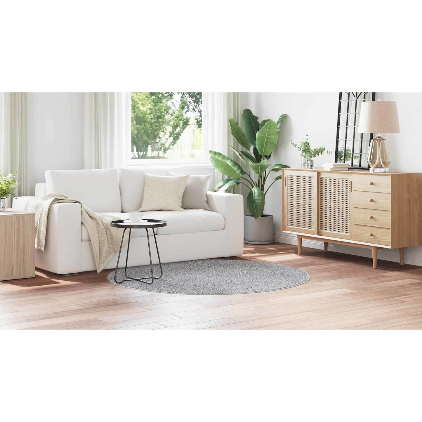Neslystantis plaukuotas kilimas Pilka 160 x 160 cm PP
