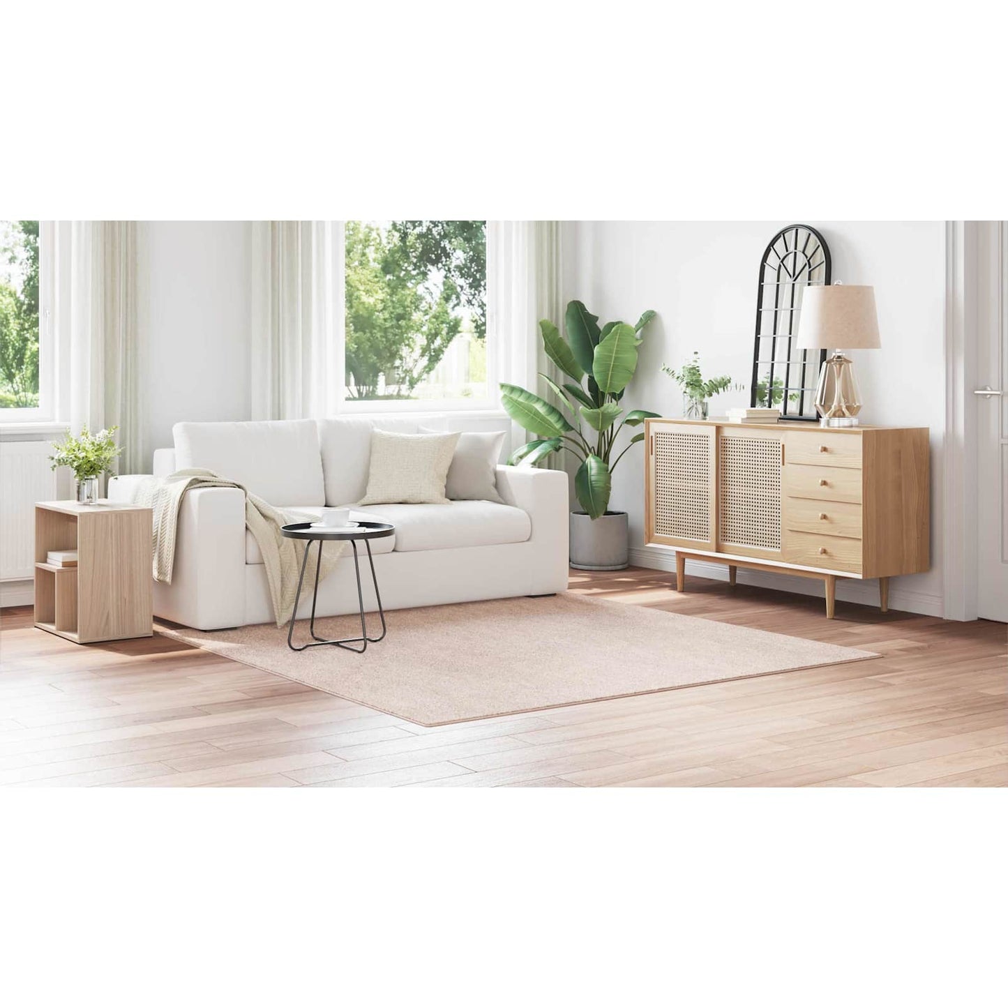 Neslystantis plaukuotas kilimas Kreminė 200 x 200 cm PP