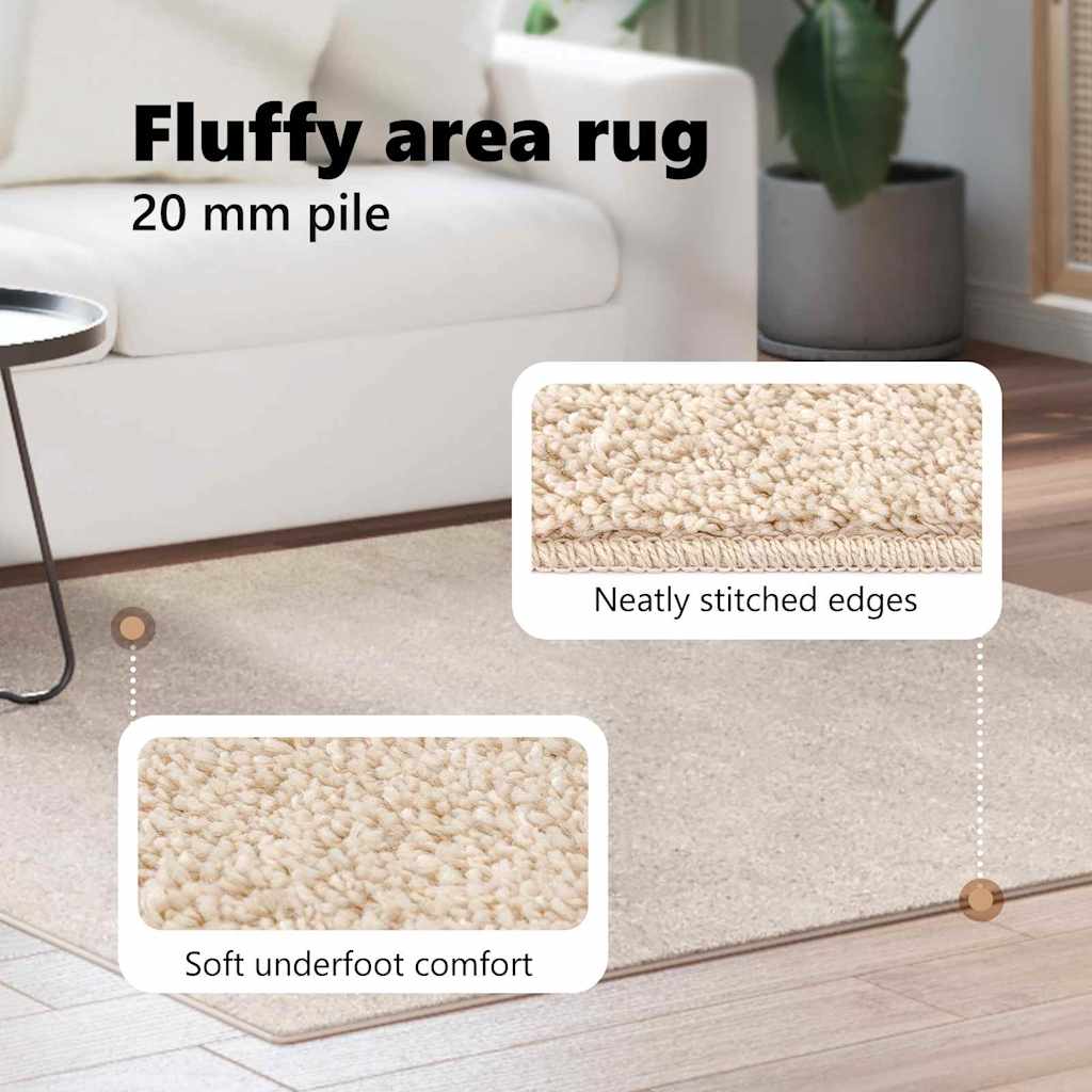 Neslystantis plaukuotas kilimas Kreminė 200 x 200 cm PP