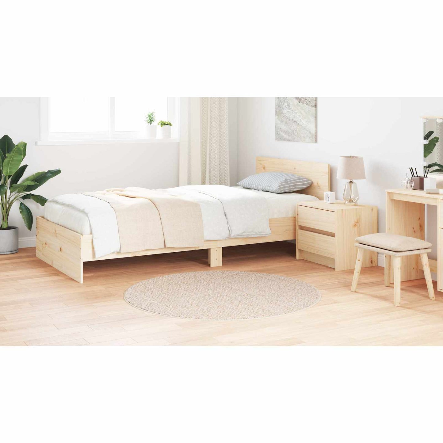 Neslystantis plaukuotas kilimas Kreminė 120 x 120 cm PP