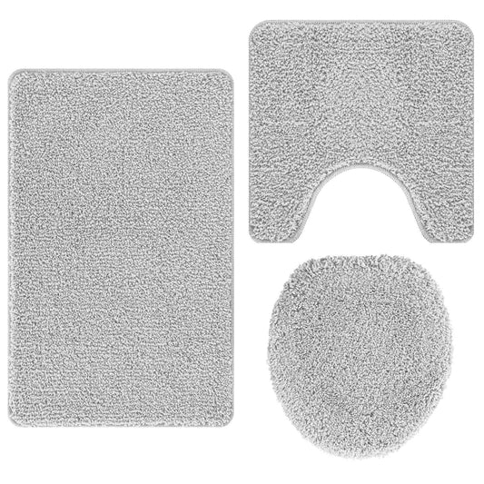 Antisklidus vonios kilimėlių rinkinys 3 pcs Pilka PP