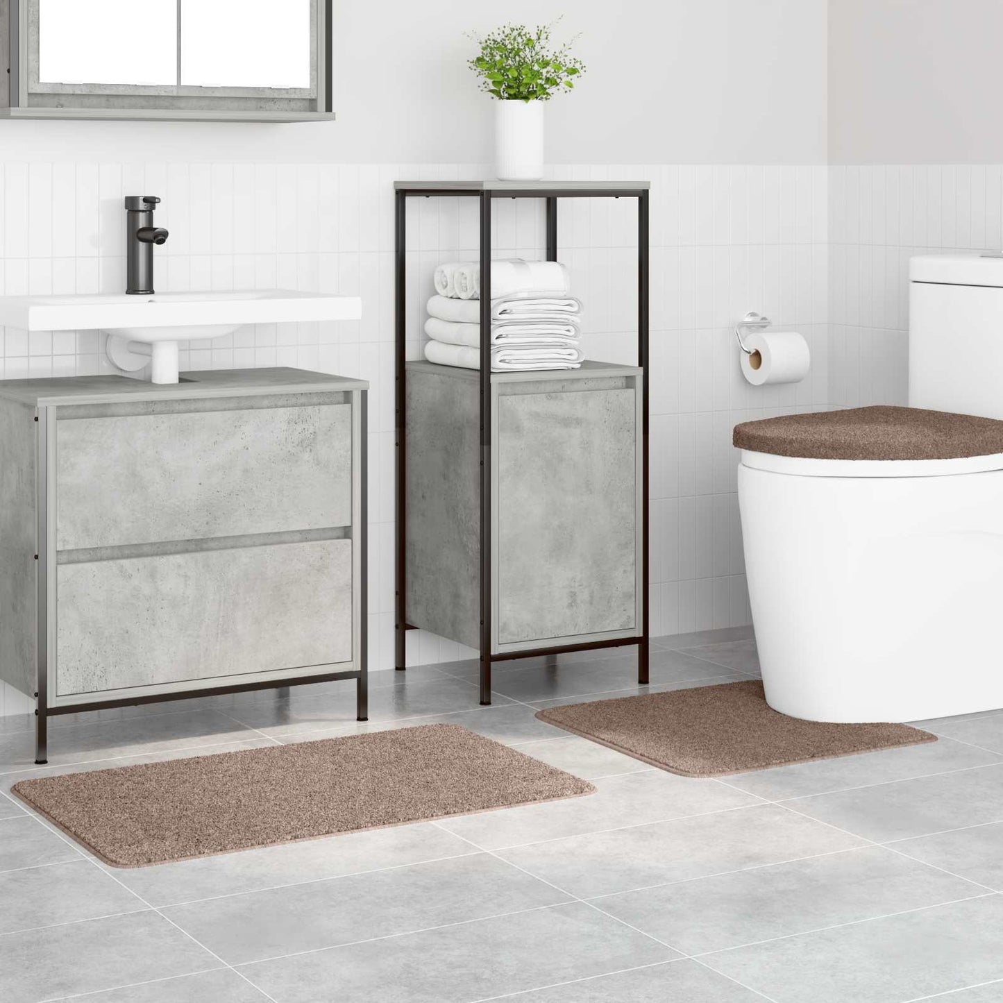 Antisklidus vonios kilimėlių rinkinys 3 pcs Ruda 50 x 50 cm PP