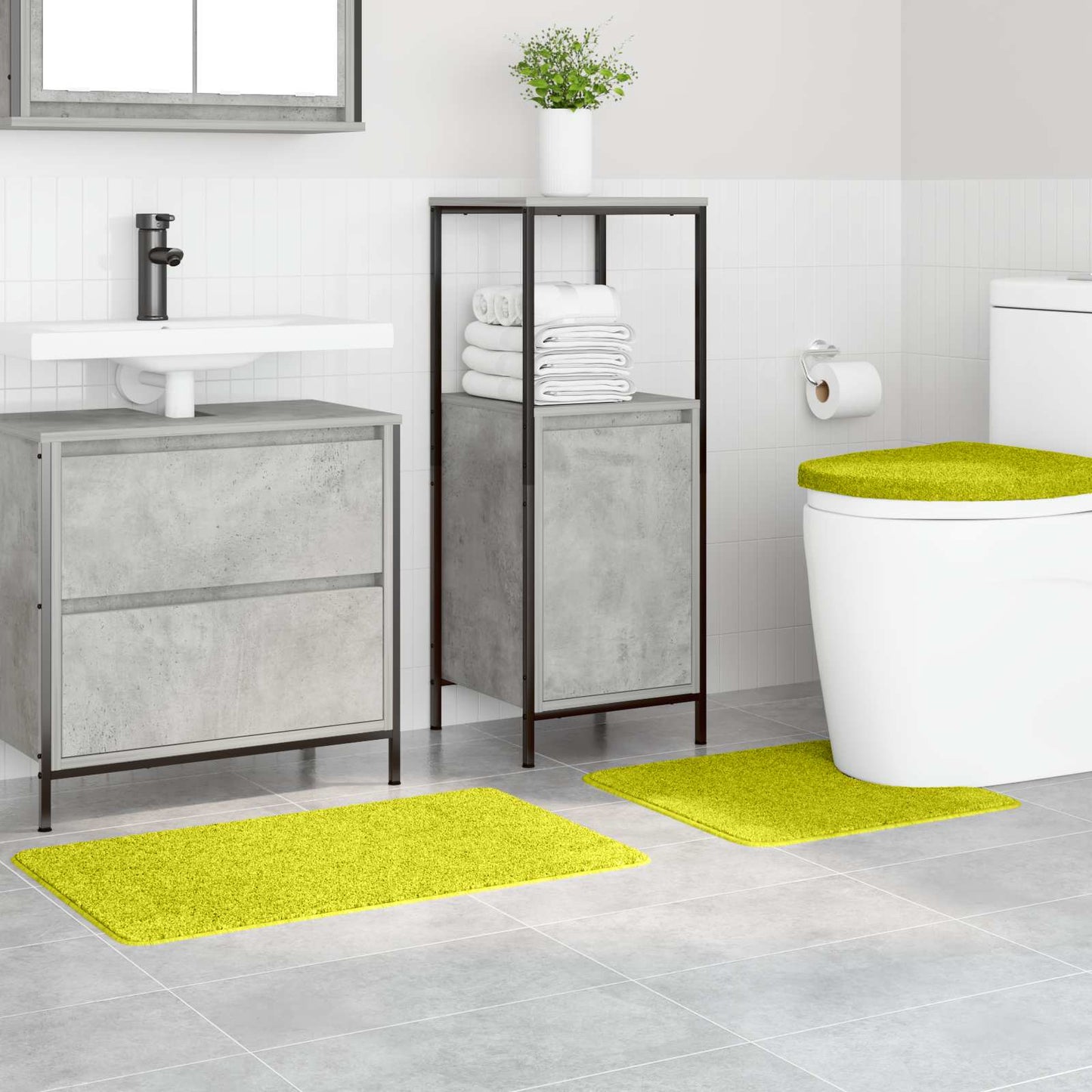 Antisklidus vonios kilimėlių rinkinys 3 pcs Žalia 50 x 50 cm PP