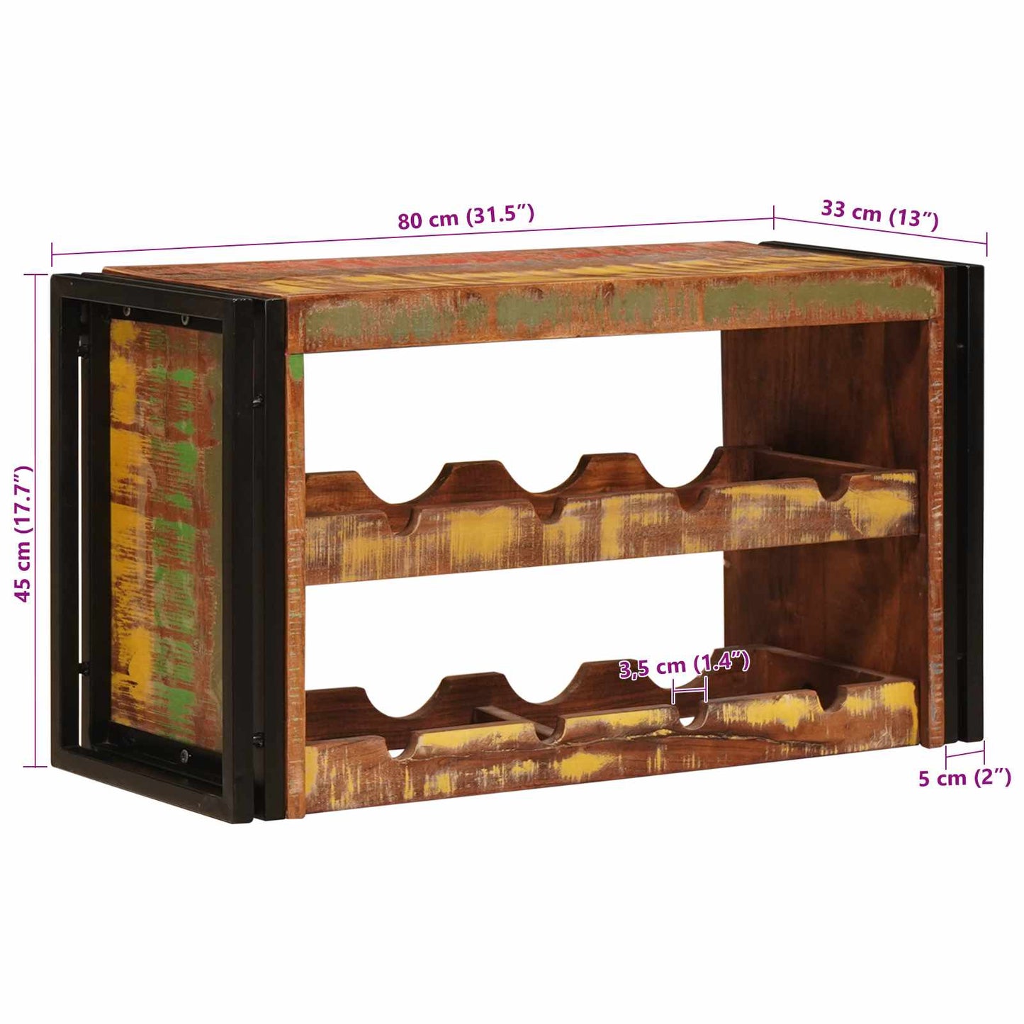 Vyno stovas Ruda 100 x 45 x 33 cm Kieta atnaujinta mediena