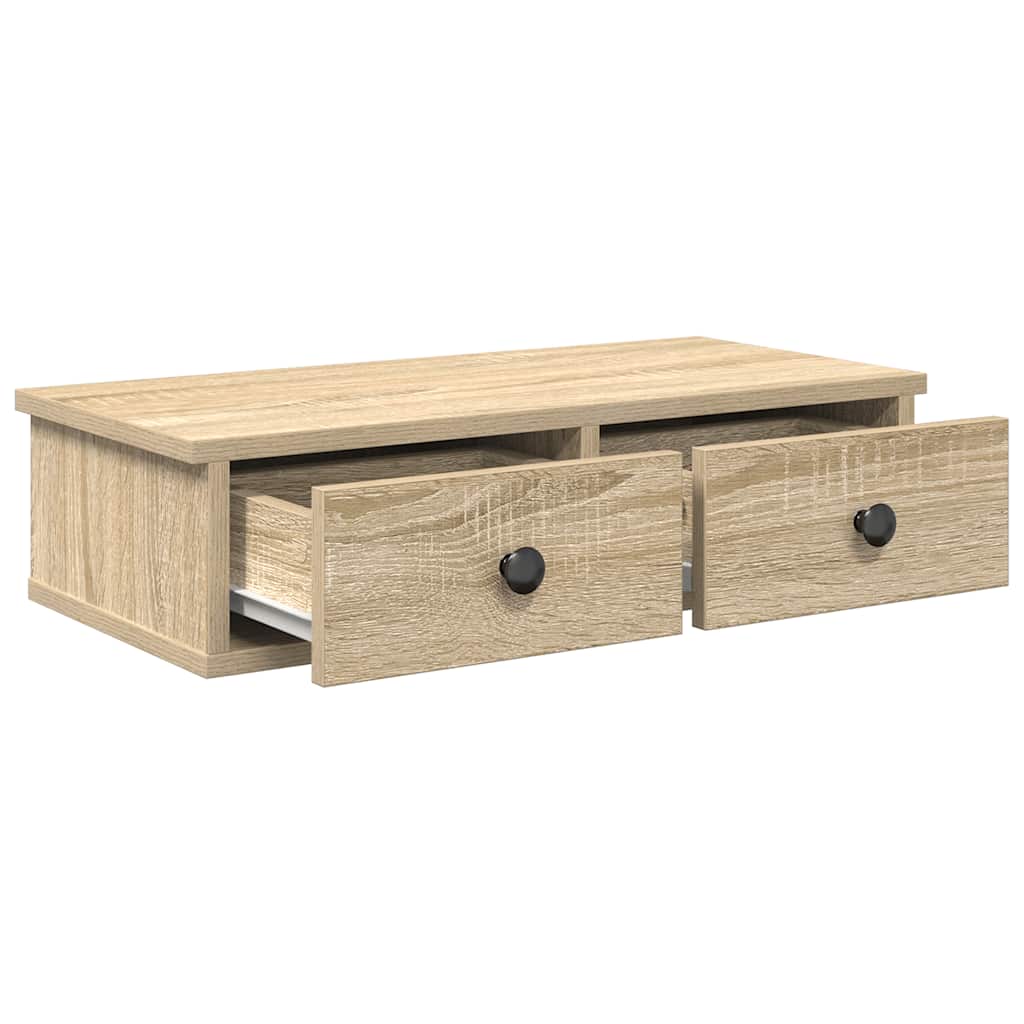 Sieninė lentyna su stalčiais, sonoma ąžuolo, 60x28x15cm