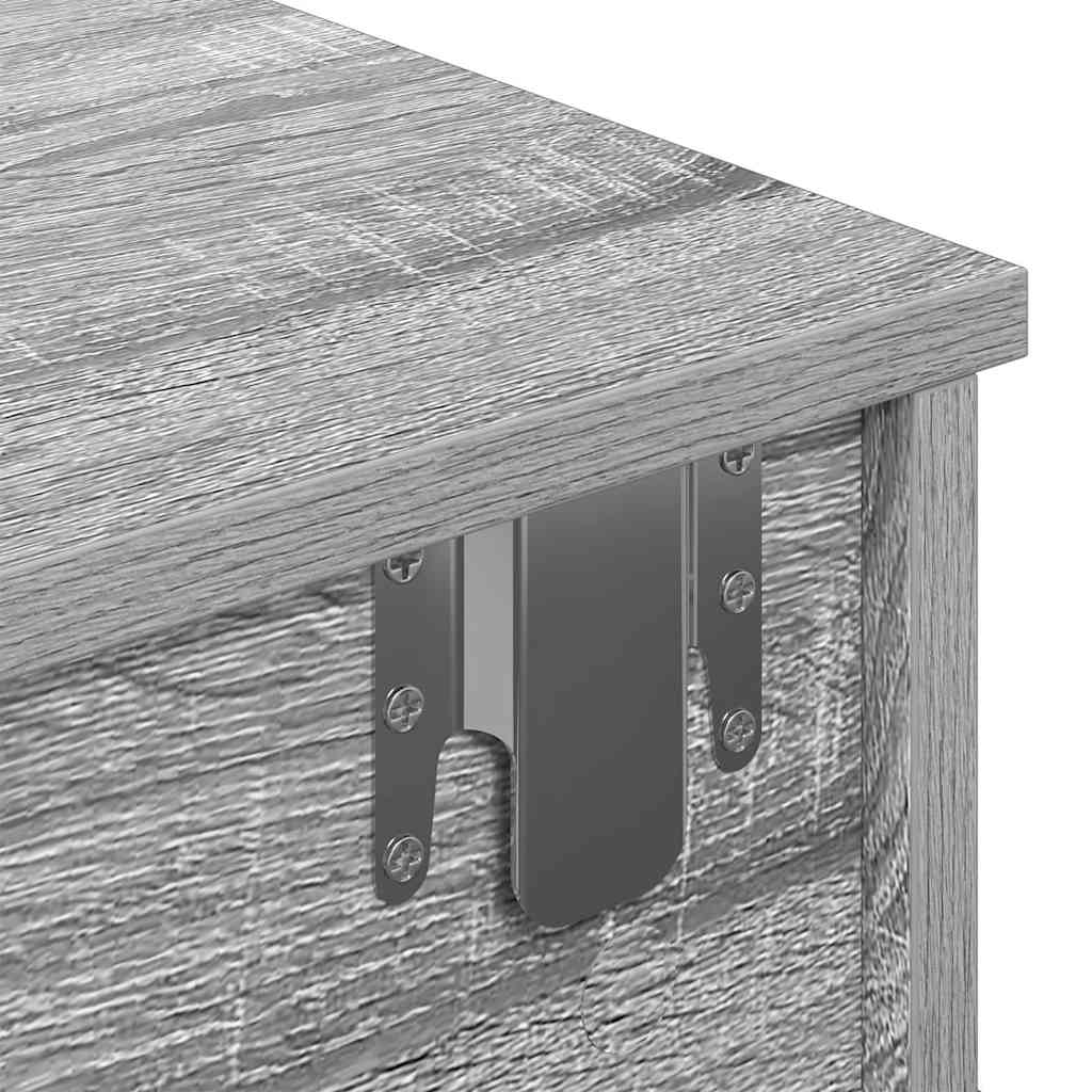 Sieninė lentyna su stalčiais, pilka ąžuolo, 60x28x15cm