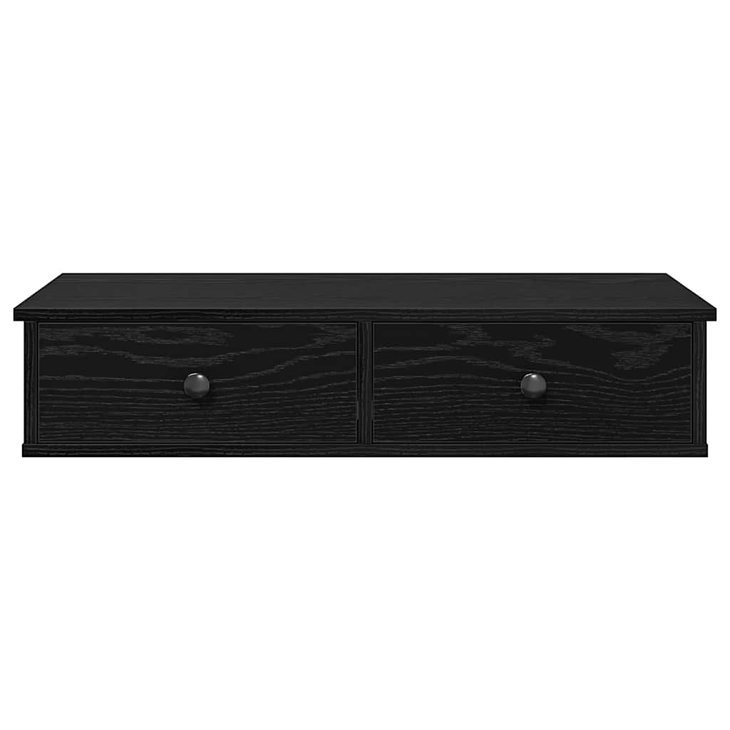 Sieninė lentyna su stalčiais, juodos, 80x34x17cm