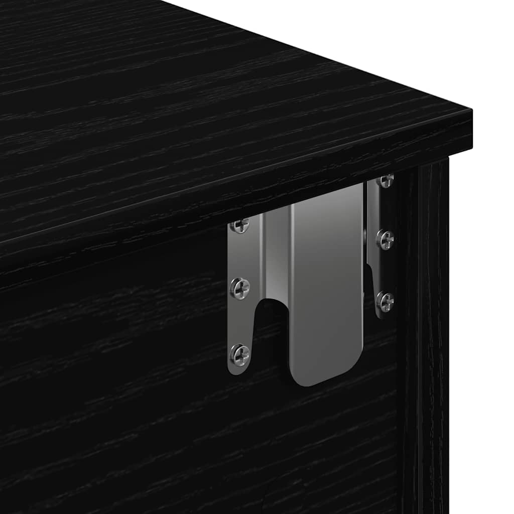 Sieninė lentyna su stalčiais, juodos, 80x34x17cm