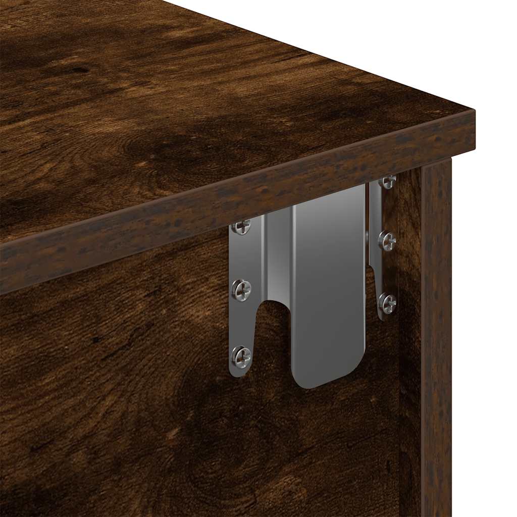 Sieninė lentyna su stalčiais, dūminio ąžuolo, 80x34x17cm