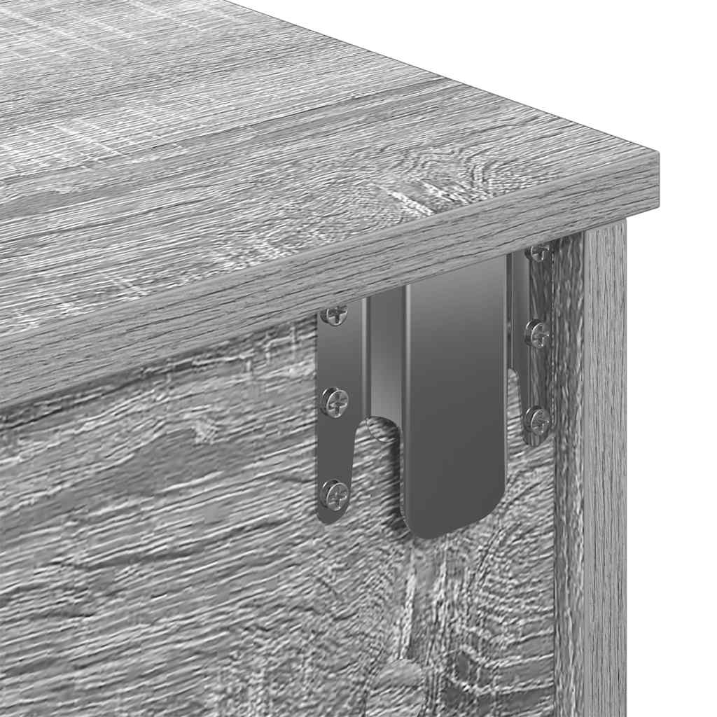 Sieninė lentyna su stalčiais, pilka ąžuolo, 80x34x17cm