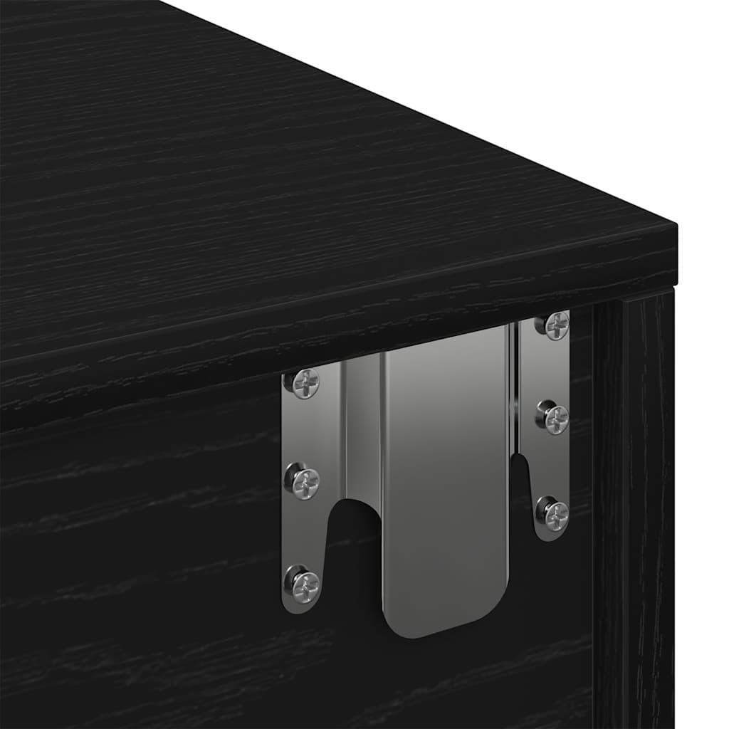 Sieninė lentyna su stalčiais, juodos, 80x33x17cm