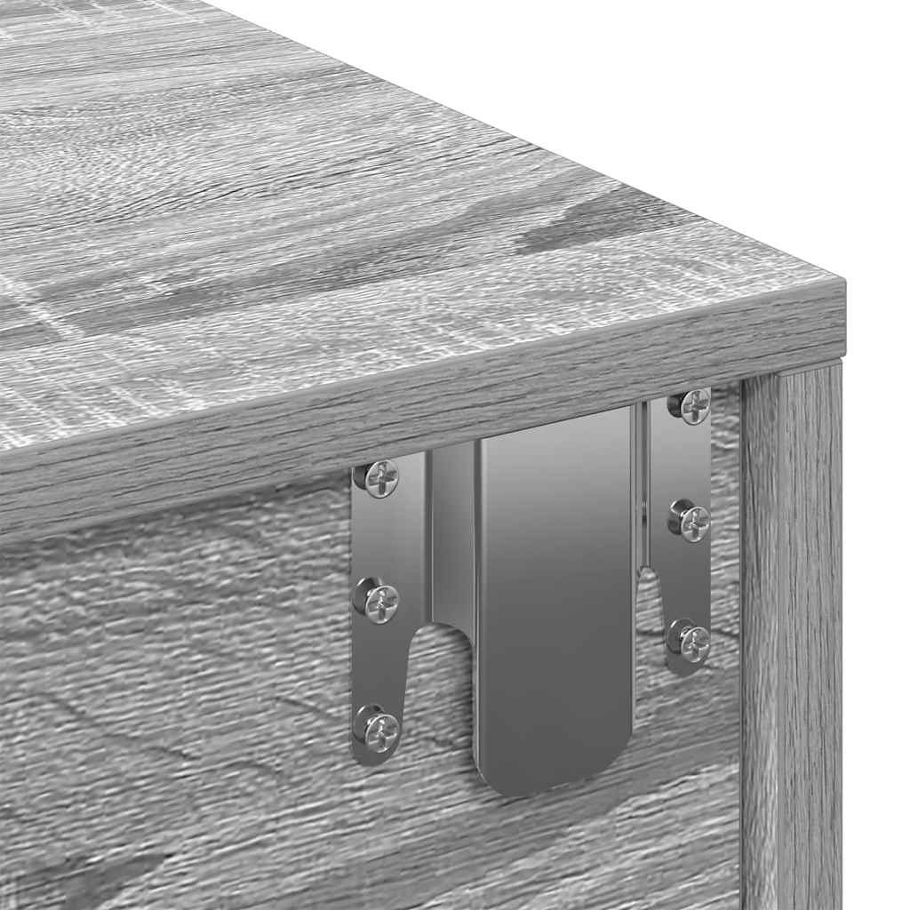 Sieninė lentyna su stalčiais, pilka ąžuolo, 100x36x19cm