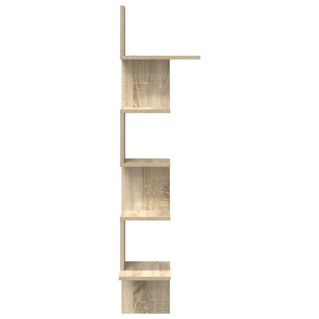 Sieninė kampinė lentyna, ąžuolo, 32x32x127,5cm, mediena