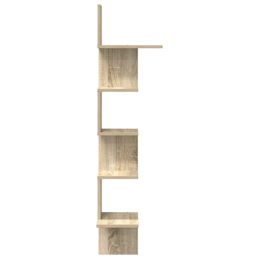 Sieninė kampinė lentyna, ąžuolo, 32x32x127,5cm, mediena