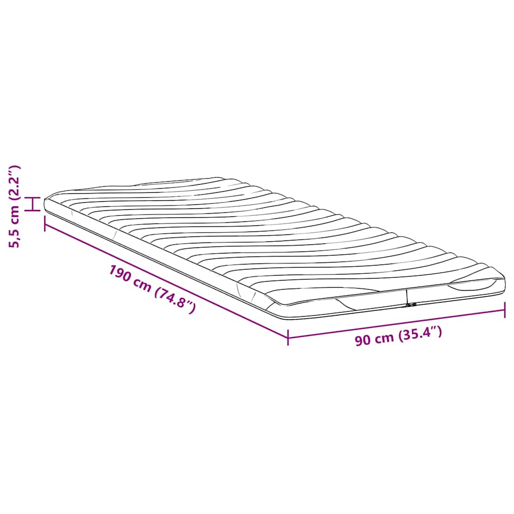 Čiužinio pagalvėlės Balta 90 x 190 cm Be klijų poliesteris