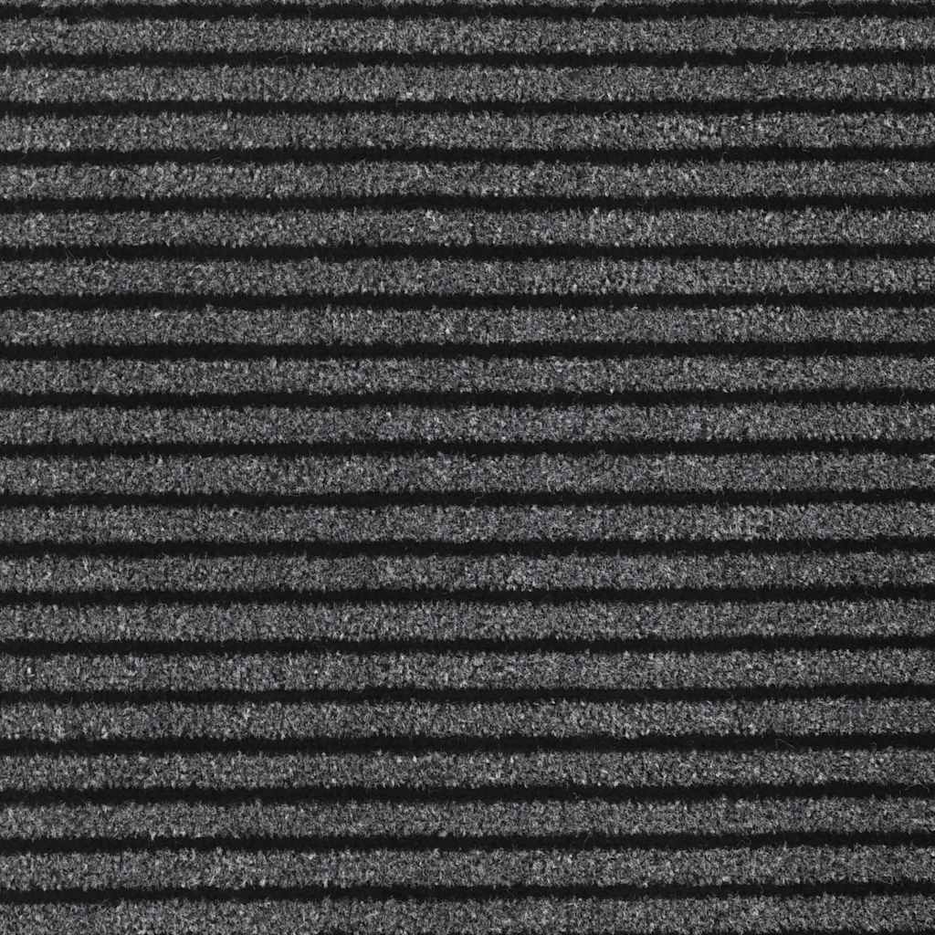 Durų kilimėlis, juodos ir pilkos spalvos, 90x150cm, dryžuotas