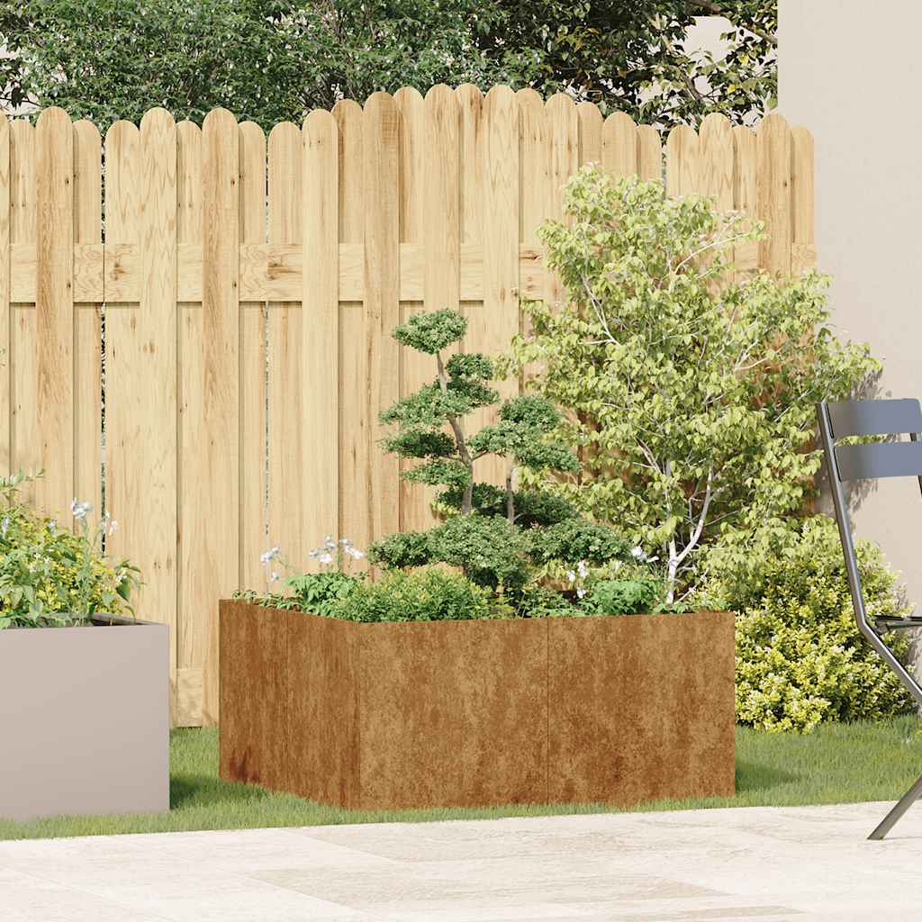 Lovelis, rūdžių, 80x80x40cm, oro sąlygoms atsparus plienas