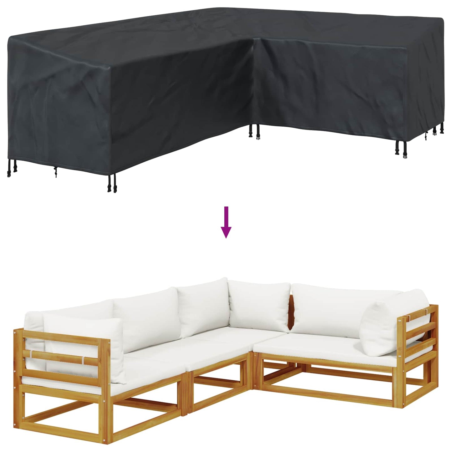 Baldų uždangalas Juodas 250 x 180 x 80 cm 600D Oksfordo audinys