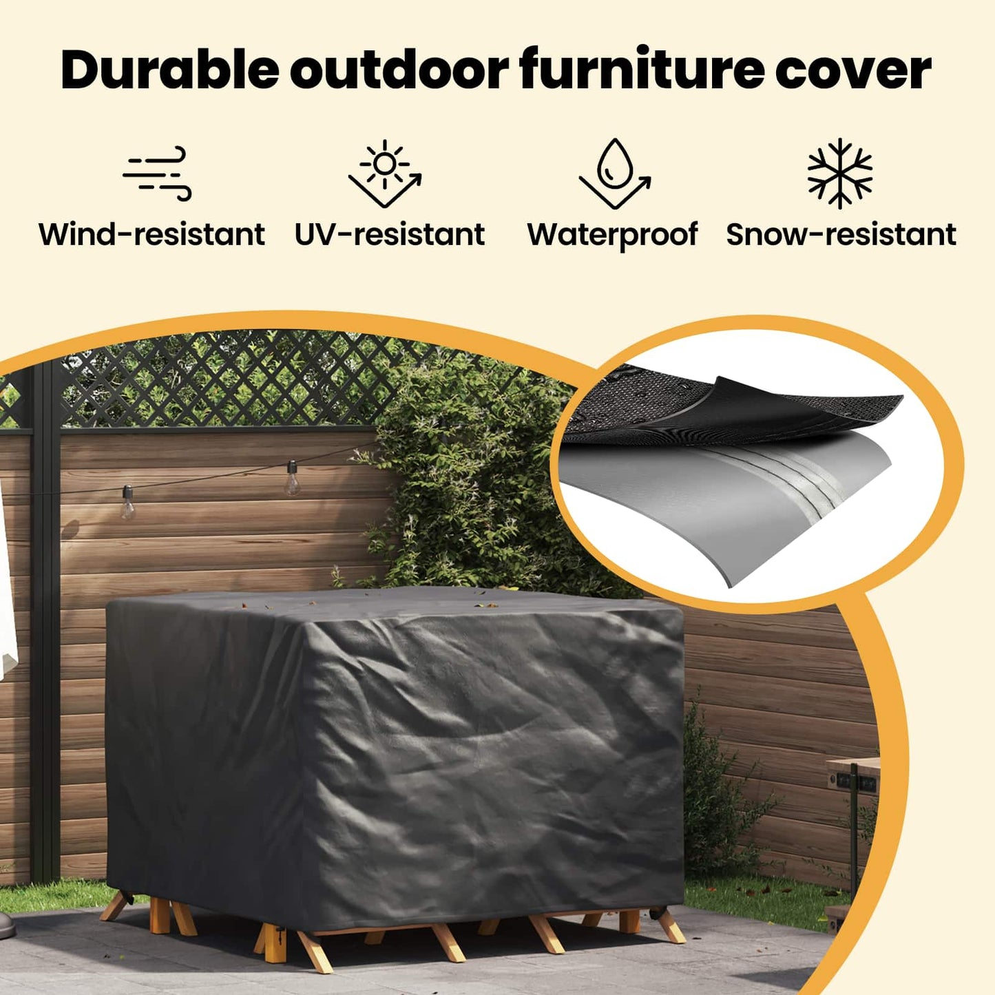 Lauko baldų uždangalas Juoda 135 x 135 x 90 cm 210D audinys