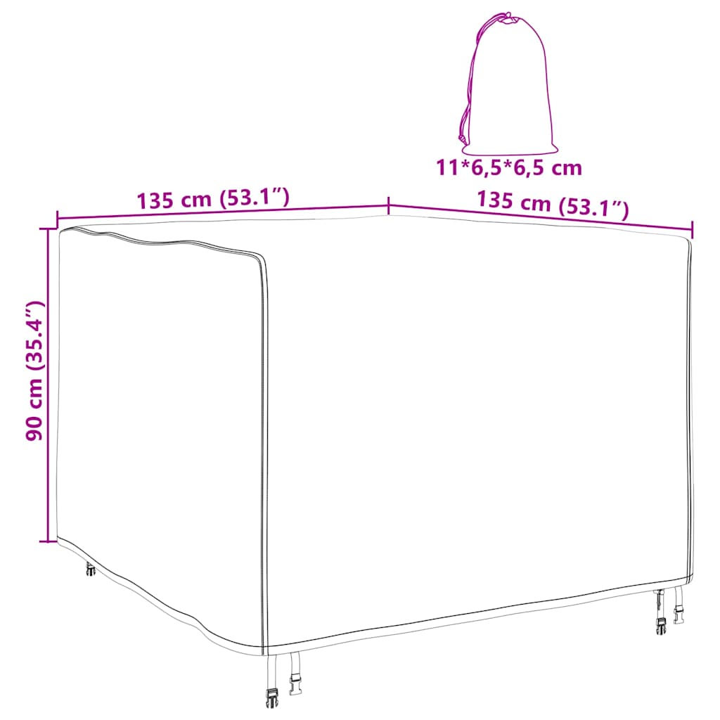 Lauko baldų uždangalas Juoda 135 x 135 x 90 cm 210D audinys