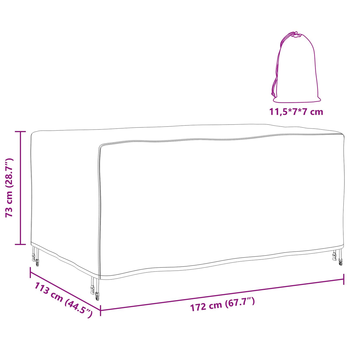 Lauko baldų uždangalas Juoda 172 x 113 x 73 cm 420D