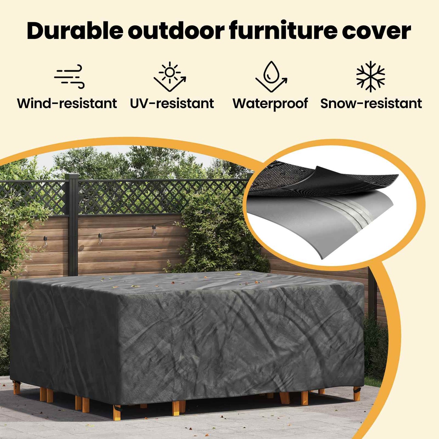 Lauko baldų uždangalas Juoda 250 x 210 x 90 cm 210D