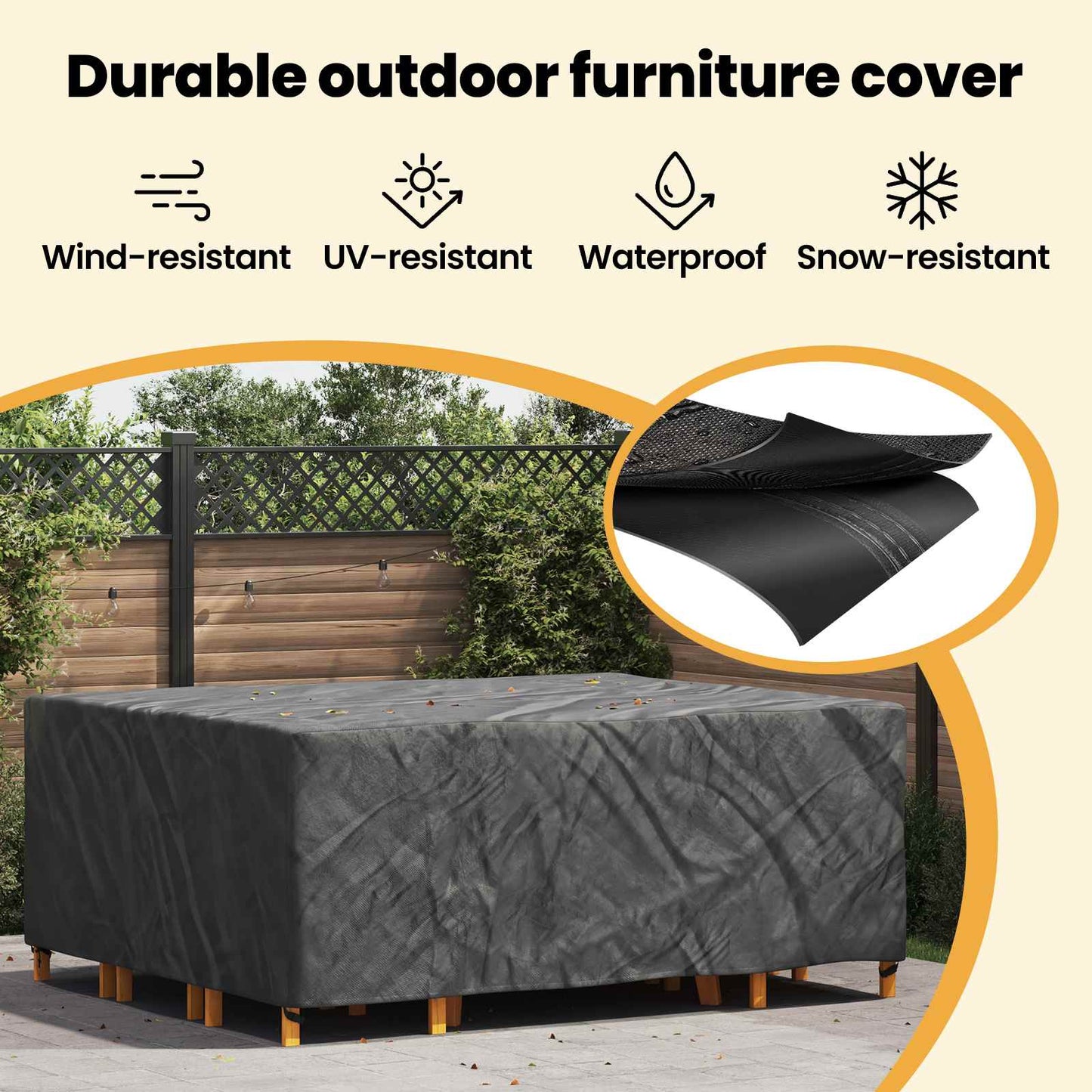 Lauko baldų uždangalas Juoda 250 x 210 x 90 cm 600D