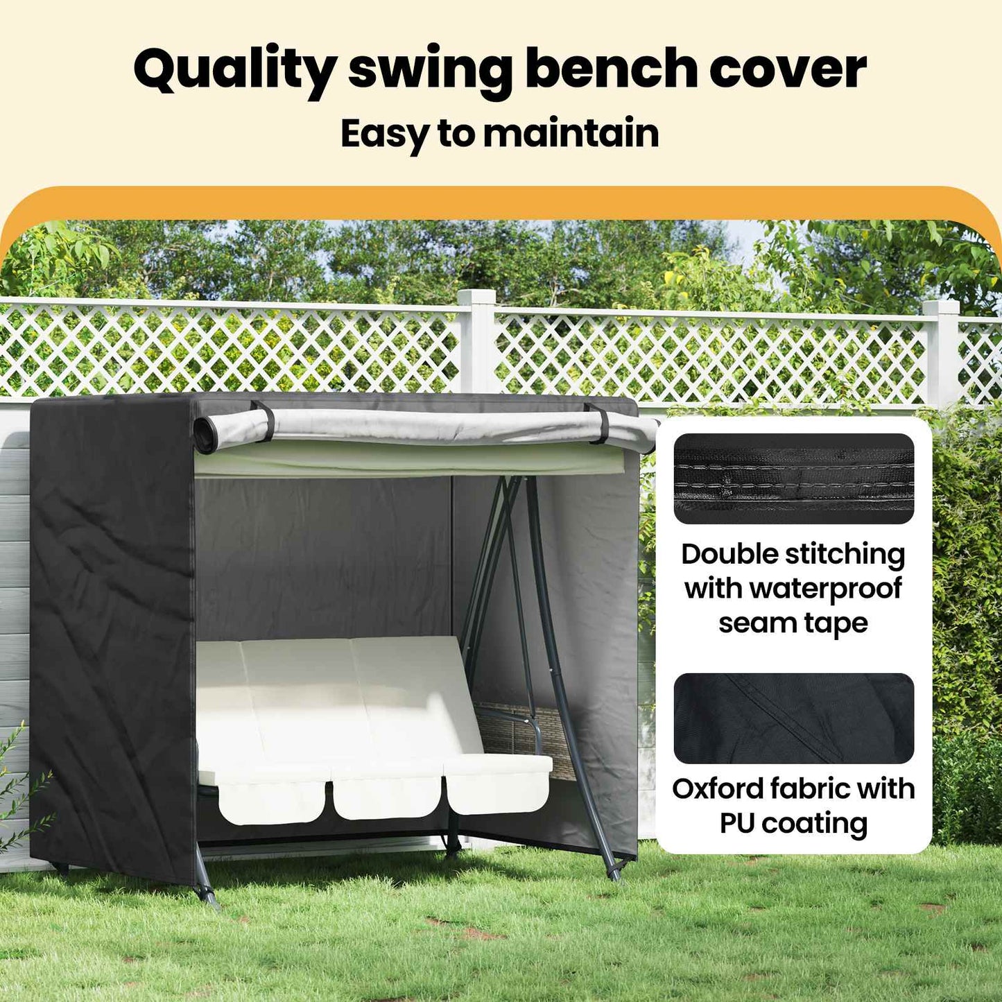 Lauko sūpynių uždangalas Juoda 175 x 125 x 160 cm 600D audinys