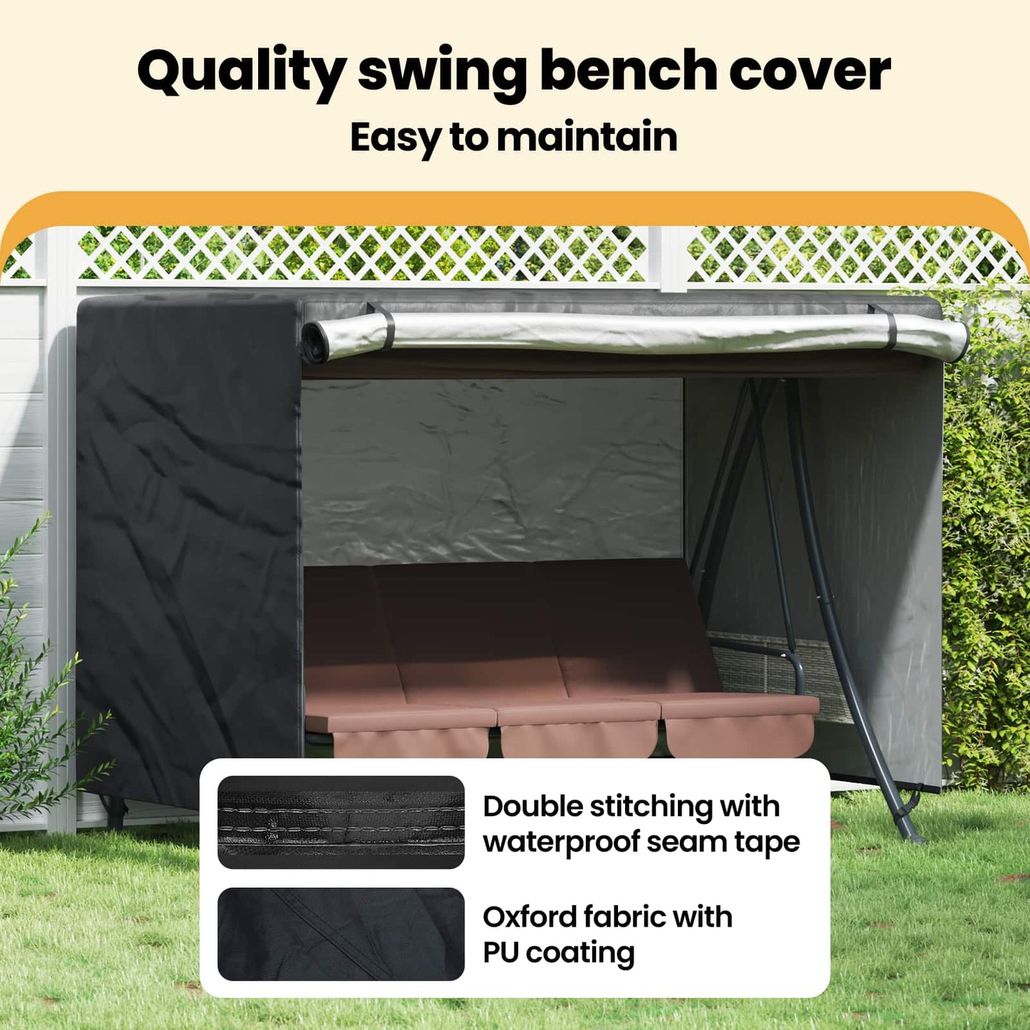 Lauko sūpynių uždangalas 220 x 125 x 170 cm 600D Oxford audinys