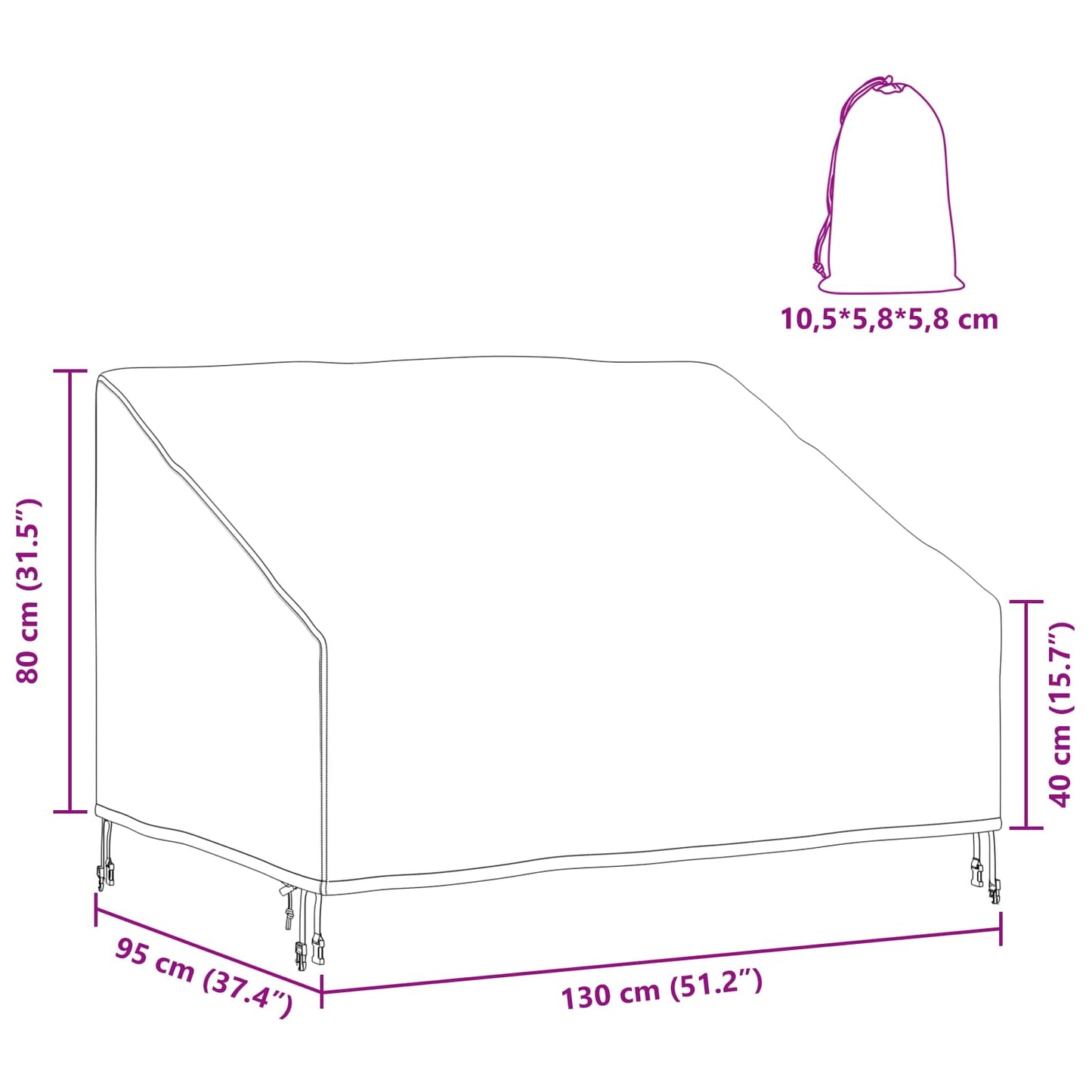 Sodo suolelio uždangalas Juoda 130 x 95 x 40 / 80 cm 600D audinys