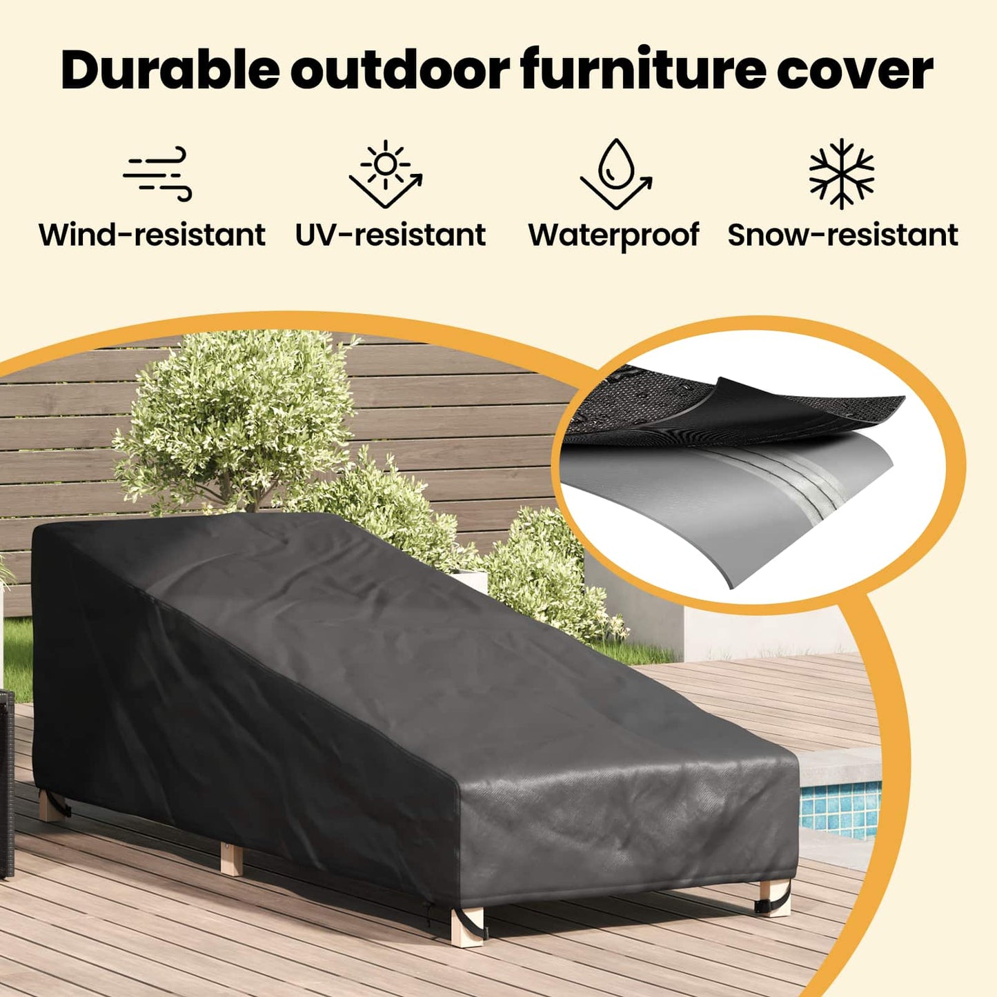 Lauko baldų uždangalas 203 x 81 x 63 cm 210D oksfordo audinys