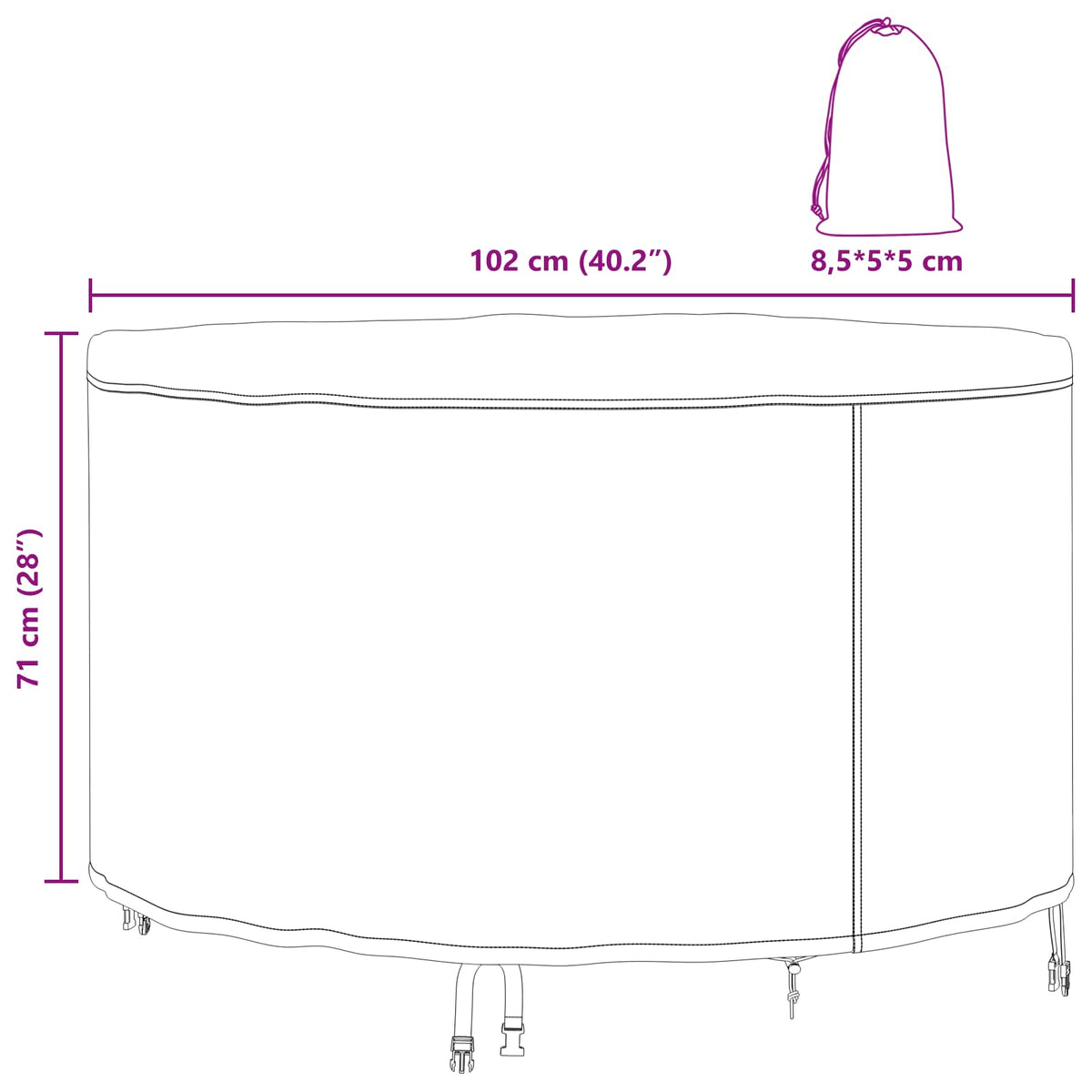 Lauko baldų uždangalas Juoda 102 x 102 x 71 cm 210D audinys