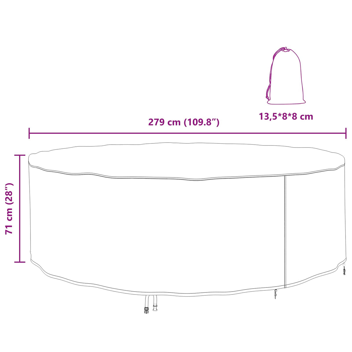Lauko baldų uždangalas Juoda 279 x 279 x 71 cm 210D audinys
